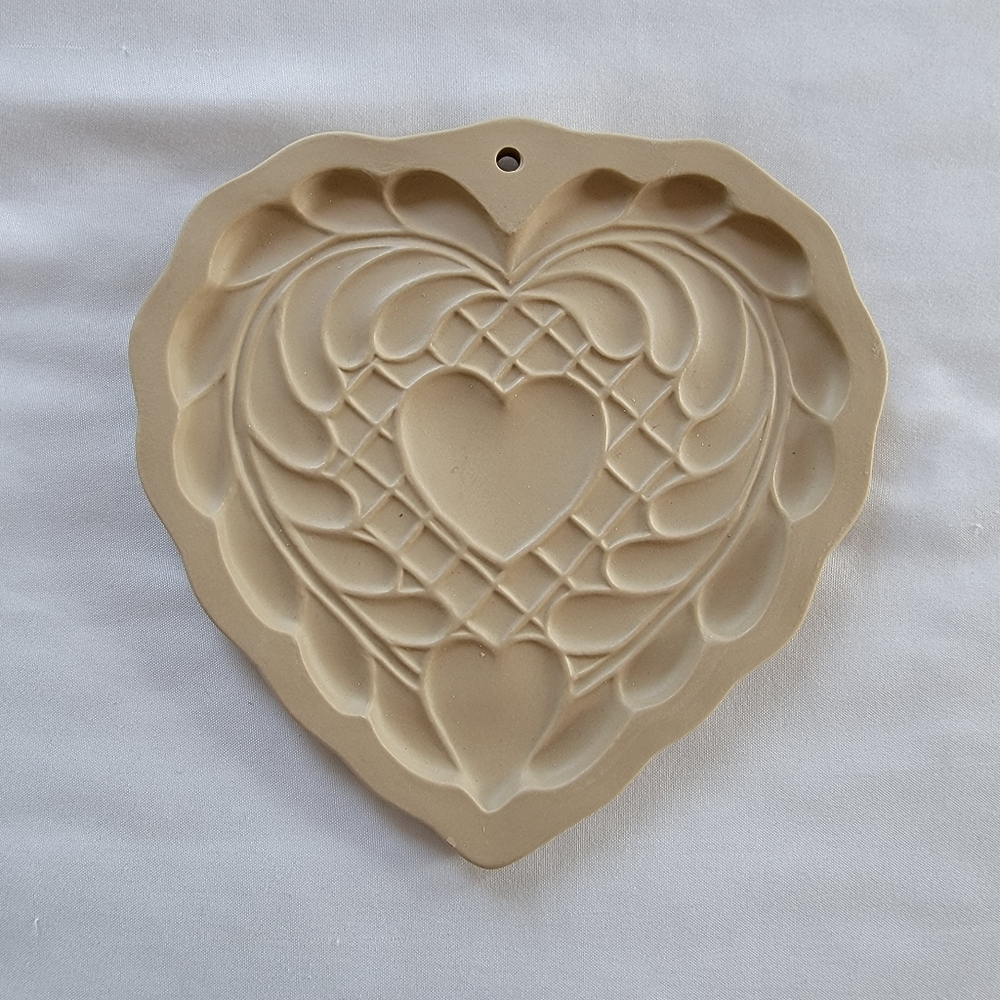 Vintage 1988 Brown Bag Quilted Heart Cookie Art Clay Mold